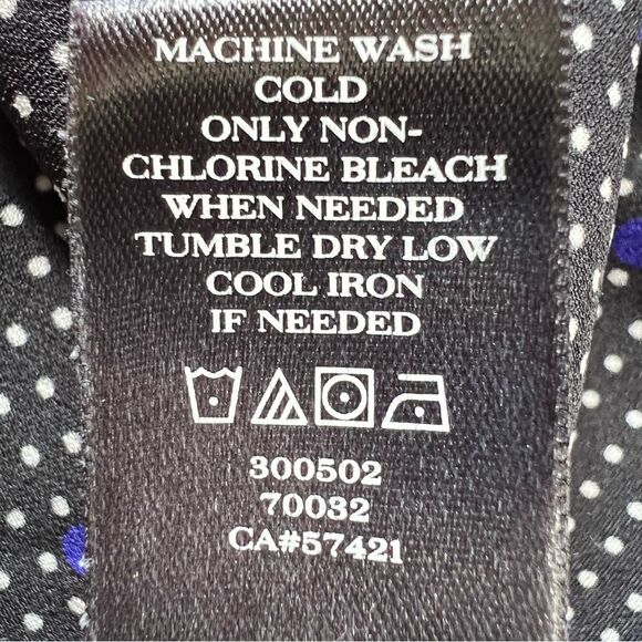 Ann Taylor Asymmetrical Wrap Tie 3/4 Sleeve Black Polka Dot Blouse Top Size 12 - Picture 11 of 11